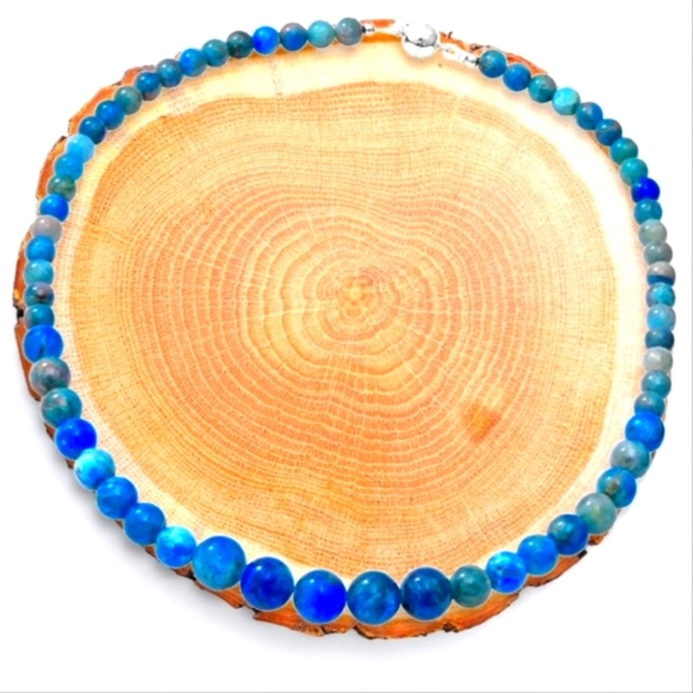🔥PRICE DROP🔥NWT RARE MALGACHE NEON APATITE BEADED NECKLACE IN STERLING SILVER